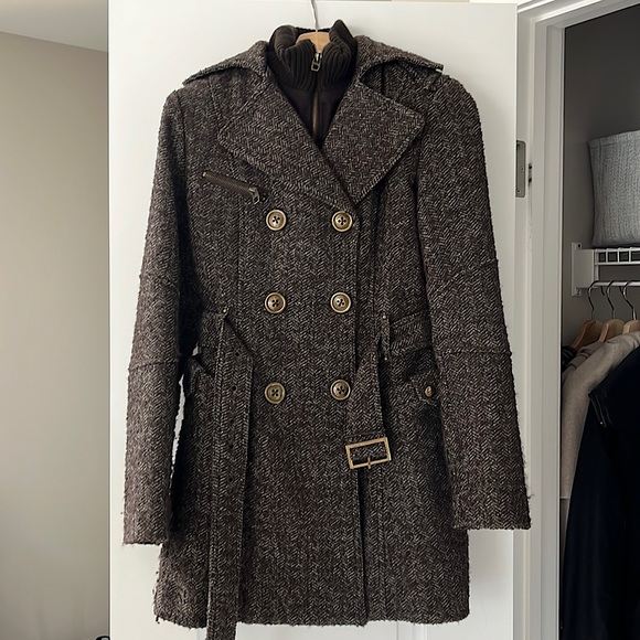 Miss Sixty belted wool coat with attached vest liner. - Picture 1 of 6